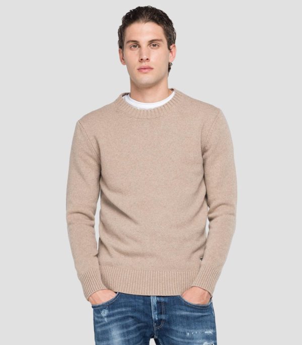 Replay Recycled Cashmere Crewneck Sweater - Sand (UK3081.000.G22736)