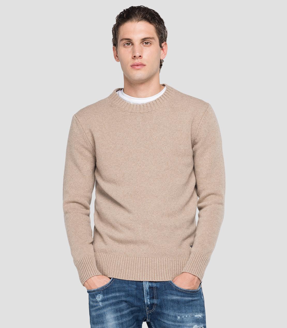 Replay Recycled Cashmere Crewneck Sweater - Sand (UK3081.000.G22736 ...