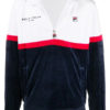 Fila Kane Velour Contrast Panel Zip-Up Sweatshirt - Peacoat/White/Red (LM015813)