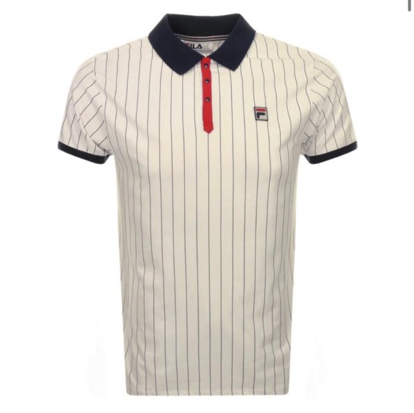 Fila BB1 Classic Vintage Ecru Stripe Polo - White/Peacoat/Chinese Red (LM1839AT)
