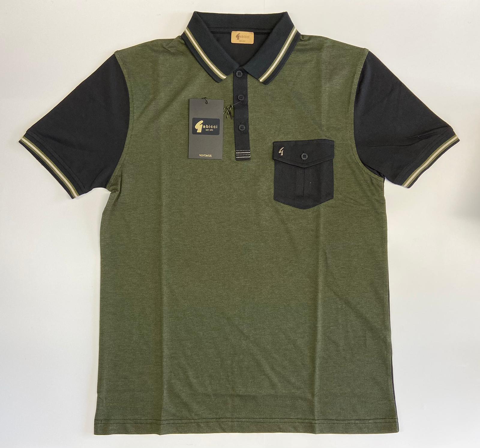 Gabicci Vintage Pocket Polo Shirt - Black/Olive (V45GX06) - The 515