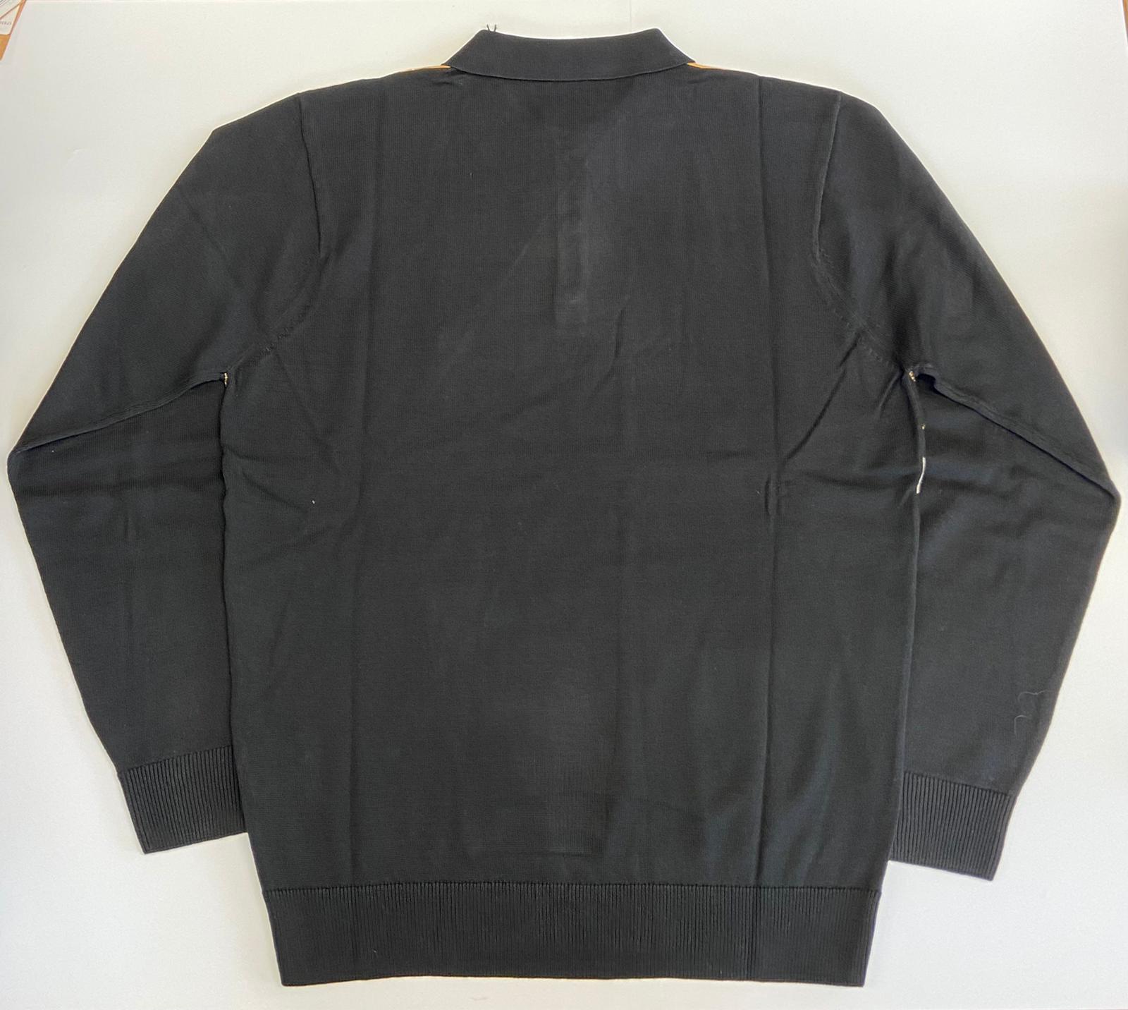Gabicci Diamond Pattern Knitted Polo Shirt - Black/Oatmeal (V45GM01 ...