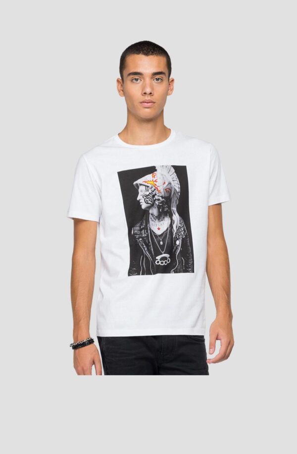 Replay T-Shirt with Tattoo Style Print (M3411 .000.2660.)